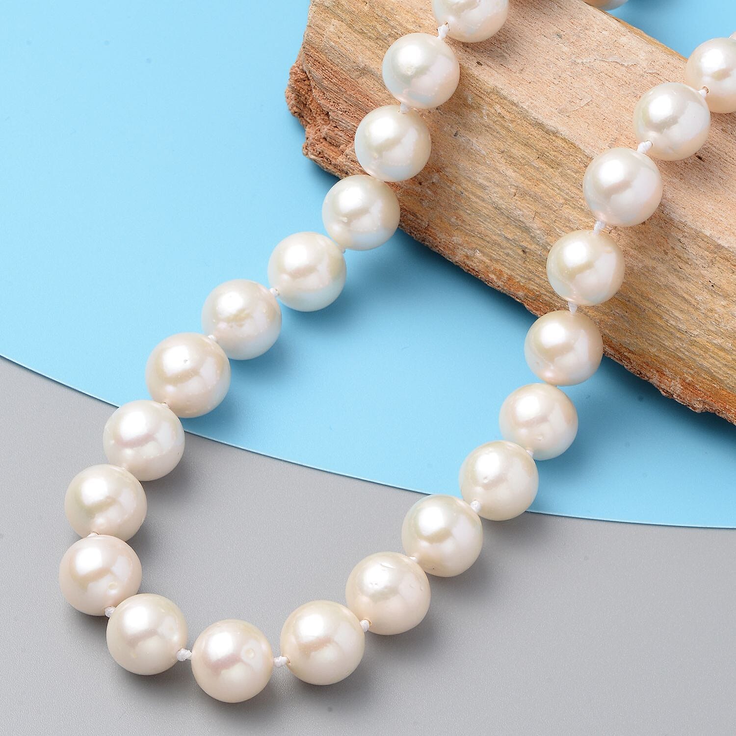 9K Yellow Gold White Edison Pearl (10mm) Necklace With Magnetic Lock (Size 20) 7934122 2