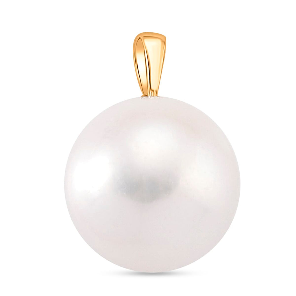 9K Yellow Gold White Edison (12-13MM) Pearl Pendant.