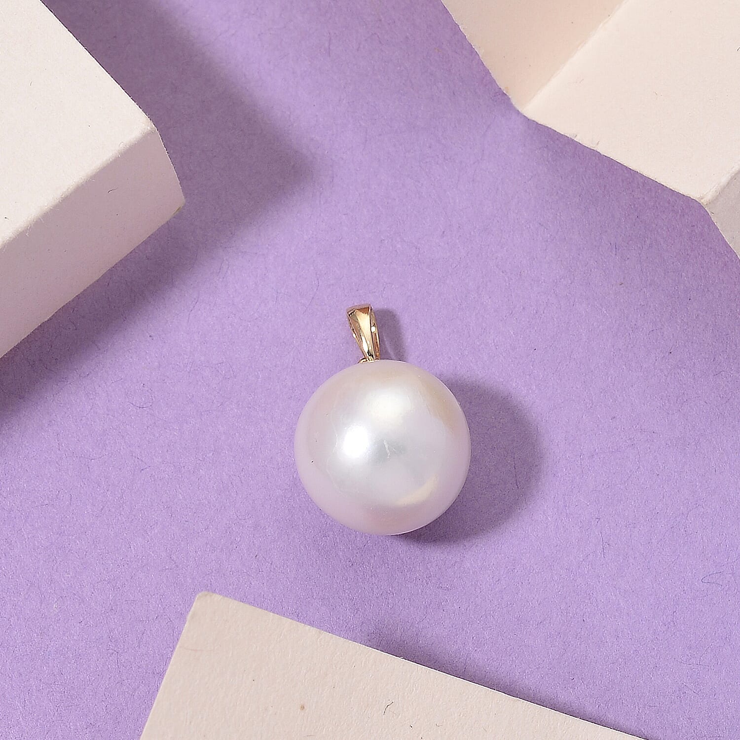 9K Yellow Gold White Edison (12-13MM) Pearl Pendant. 8355079 2