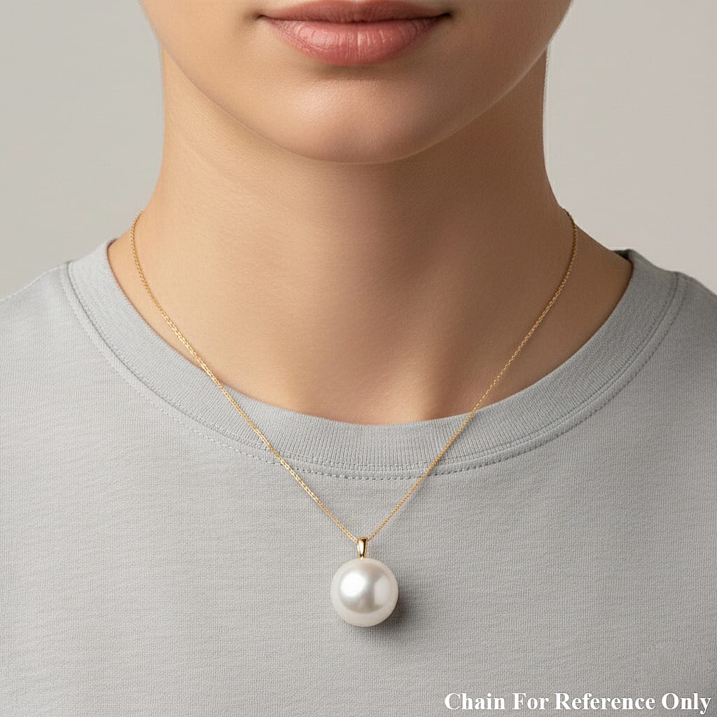 9K Yellow Gold White Edison (12-13MM) Pearl Pendant. 8355079 3