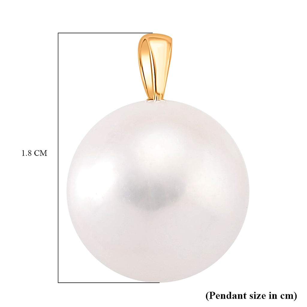 9K Yellow Gold White Edison (12-13MM) Pearl Pendant.