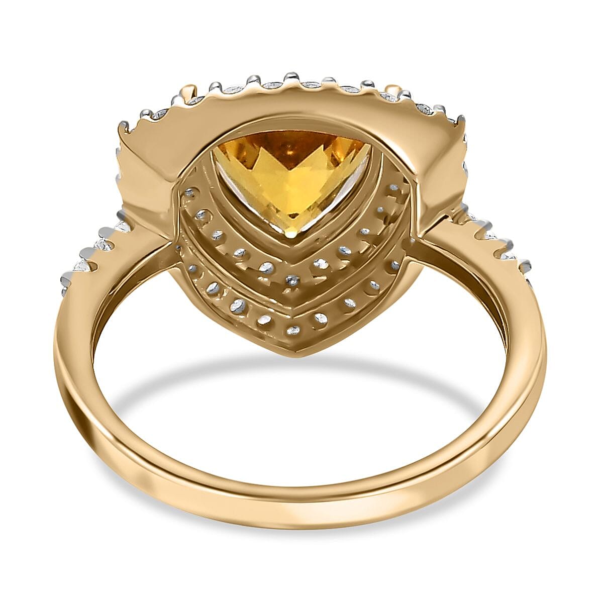 9K Yellow Gold Golden Beryl and Moissanite Halo Ring 2.03 Ct 7568828 4