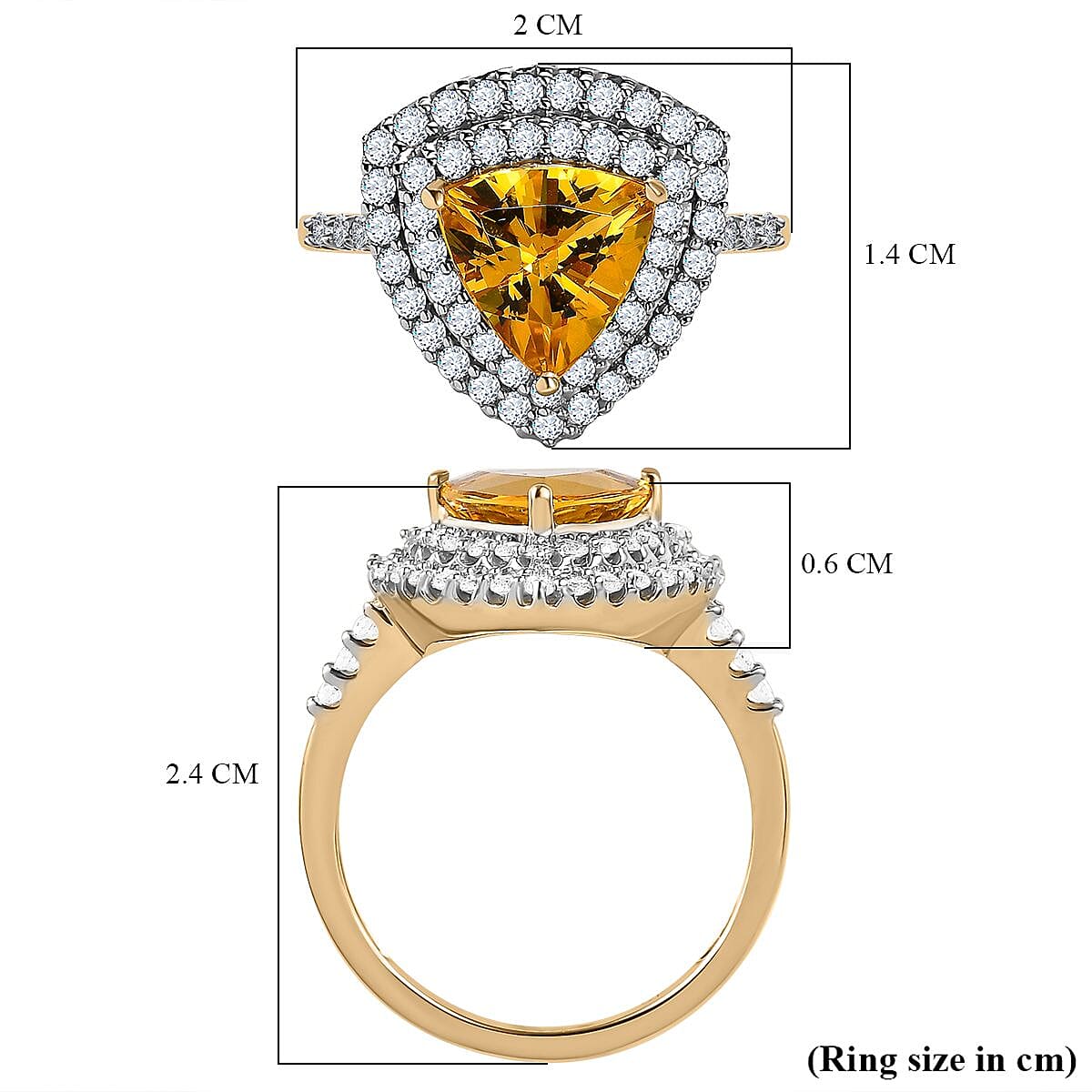 9K Yellow Gold Golden Beryl and Moissanite Halo Ring 2.03 Ct 7568828 5