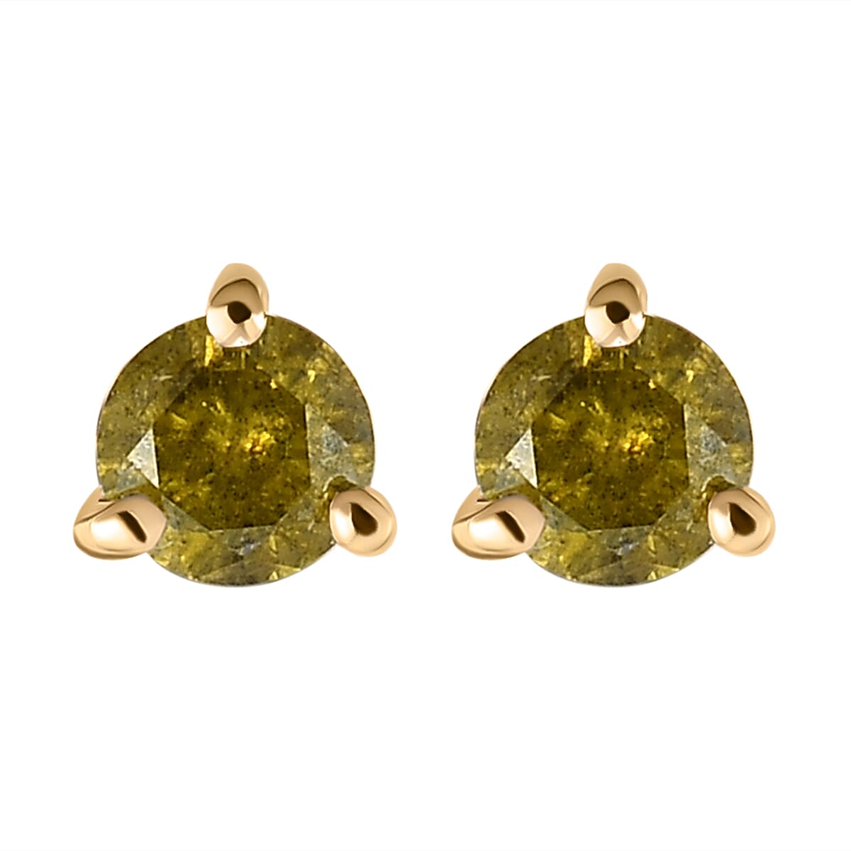 9K Yellow Gold Yellow Diamond Stud Earrings (with Push Back) 0.26 Ct. 8865786 0