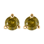 9K Yellow Gold Yellow Diamond Stud Earrings (with Push Back) 0.26 Ct.