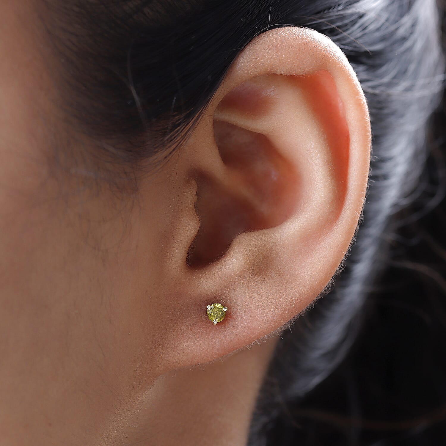 9K Yellow Gold Yellow Diamond Stud Earrings (with Push Back) 0.26 Ct. 8865786 3