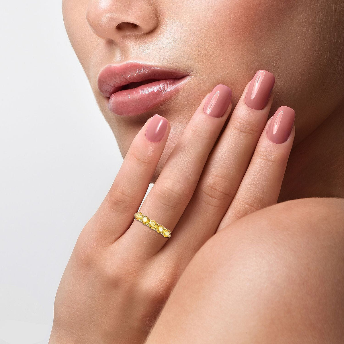 9K Yellow Gold Chantaburi Yellow Sapphire 5 Stone Ring 1.74 Ct. 7210391 4