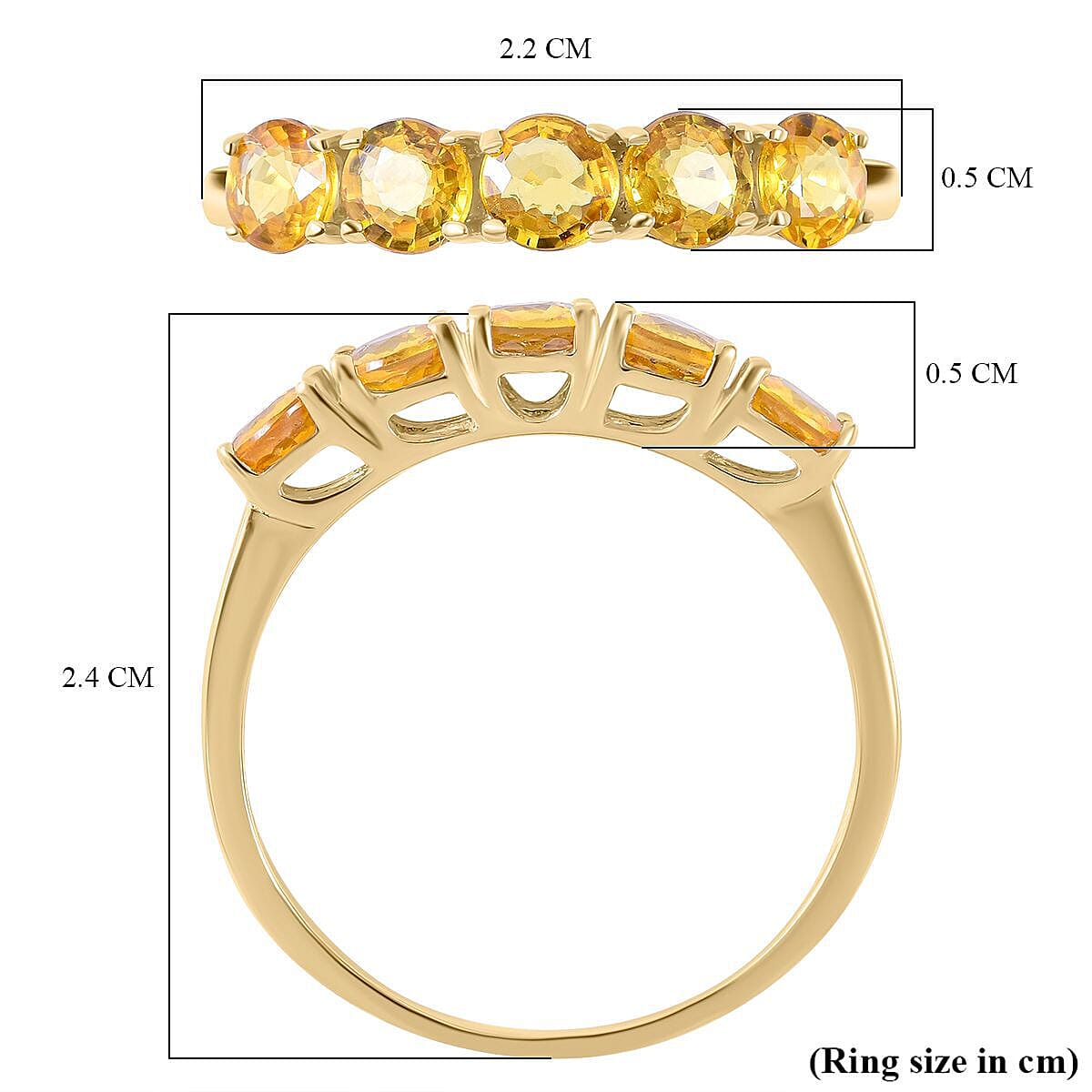 9K Yellow Gold Chantaburi Yellow Sapphire 5 Stone Ring 1.74 Ct. 7210391 10