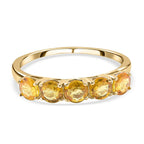 9K Yellow Gold Chantaburi Yellow Sapphire 5 Stone Ring 1.74 Ct.