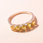 9K Yellow Gold Chantaburi Yellow Sapphire 5 Stone Ring 1.74 Ct.