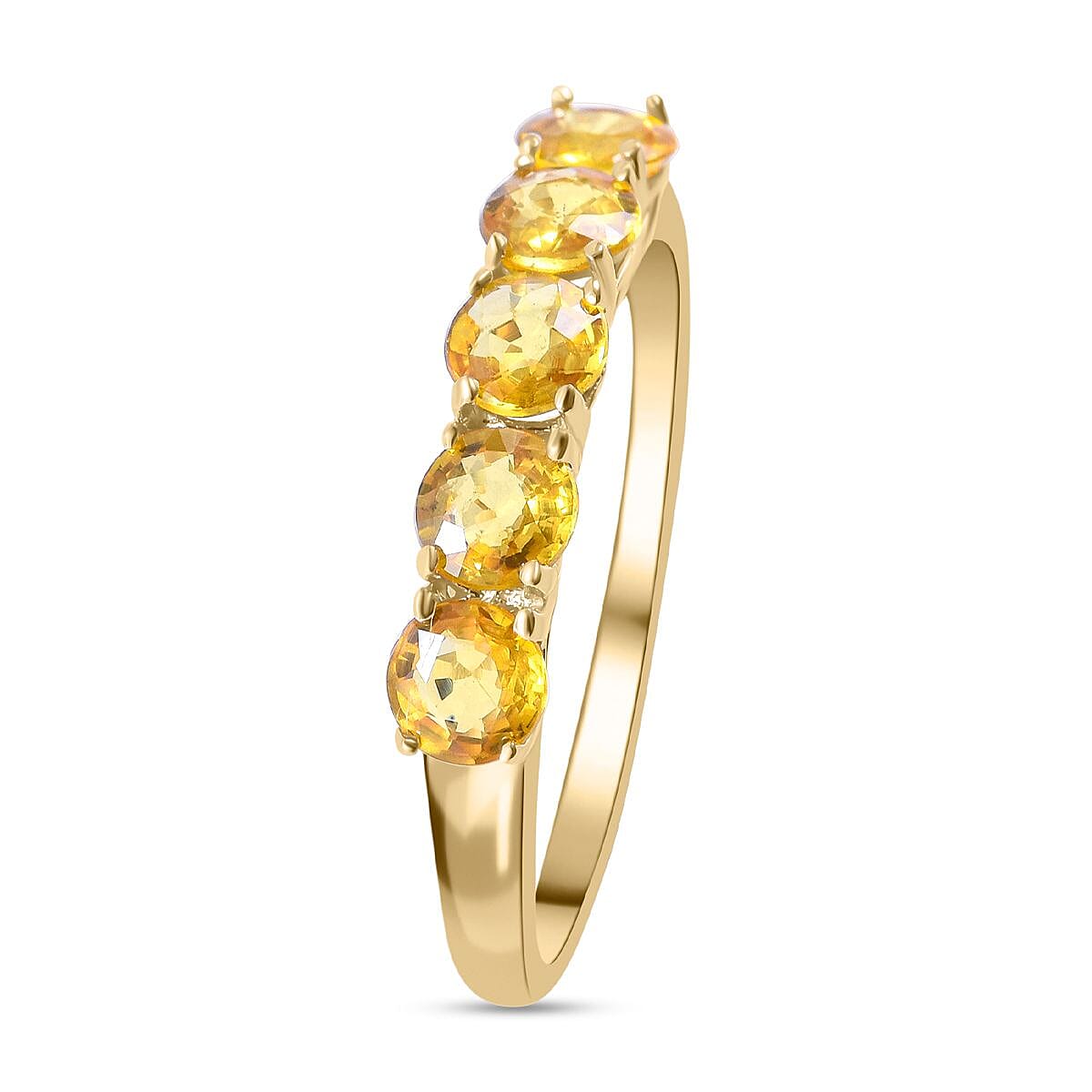 9K Yellow Gold Chantaburi Yellow Sapphire 5 Stone Ring 1.74 Ct. 7210391 7