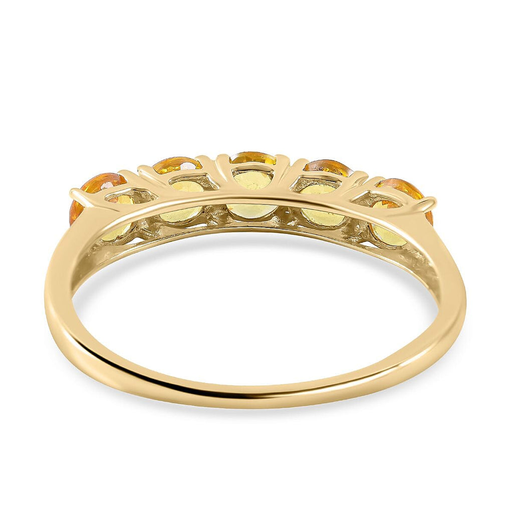 9K Yellow Gold Chantaburi Yellow Sapphire 5 Stone Ring 1.74 Ct.