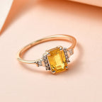 9K Yellow Gold Yellow Sapphire and Diamond Ring 1.19 Ct.