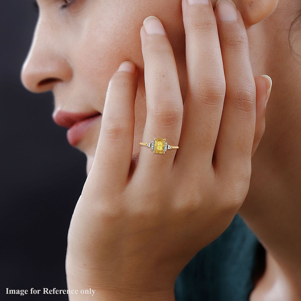 9K Yellow Gold Yellow Sapphire and Diamond Ring 1.19 Ct.