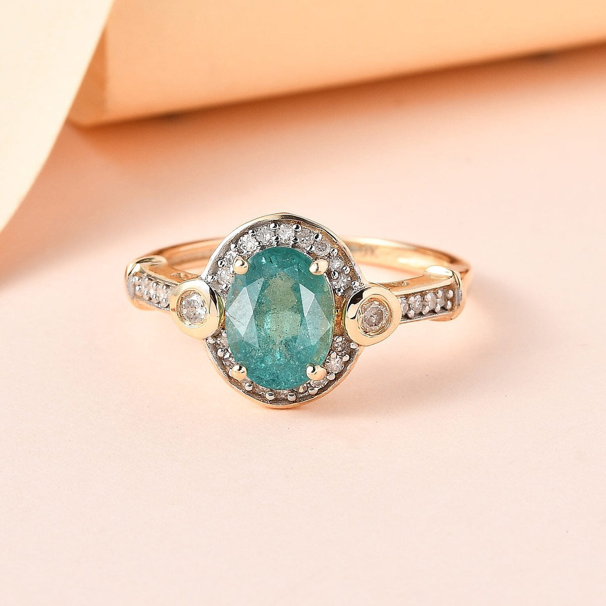 9K Yellow Gold Zambian Emerald and Diamond (G-H) Ring 1.43 Ct. 7461326 3