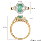 9K Yellow Gold Zambian Emerald and Diamond Halo Ring 1.44 Ct.