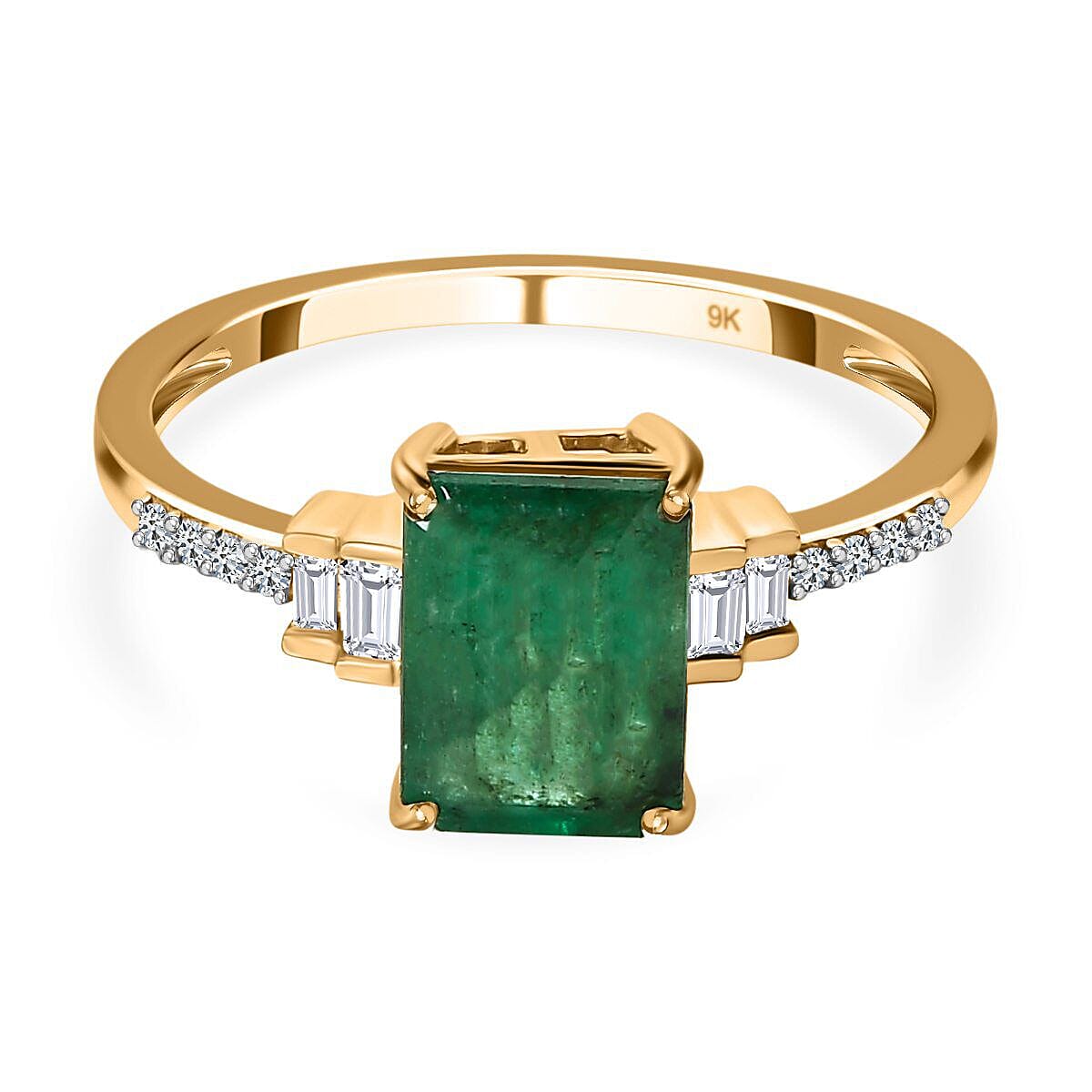 9K Yellow Gold Zambian Emerald and Diamond Ring 1.43 Ct. 7461300 0
