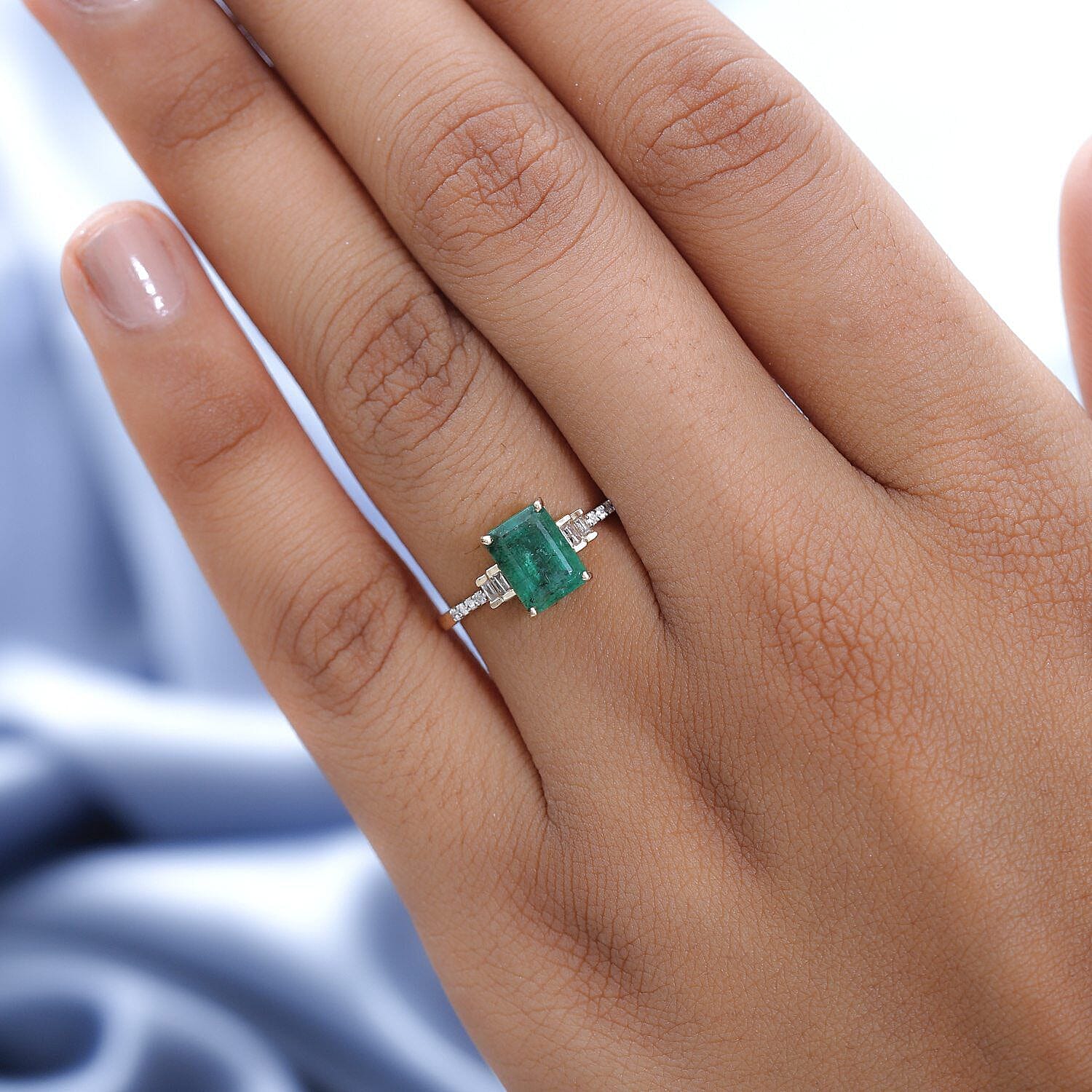 9K Yellow Gold Zambian Emerald and Diamond Ring 1.43 Ct. 7461300 2