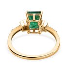 9K Yellow Gold Zambian Emerald and Diamond Ring 1.43 Ct.