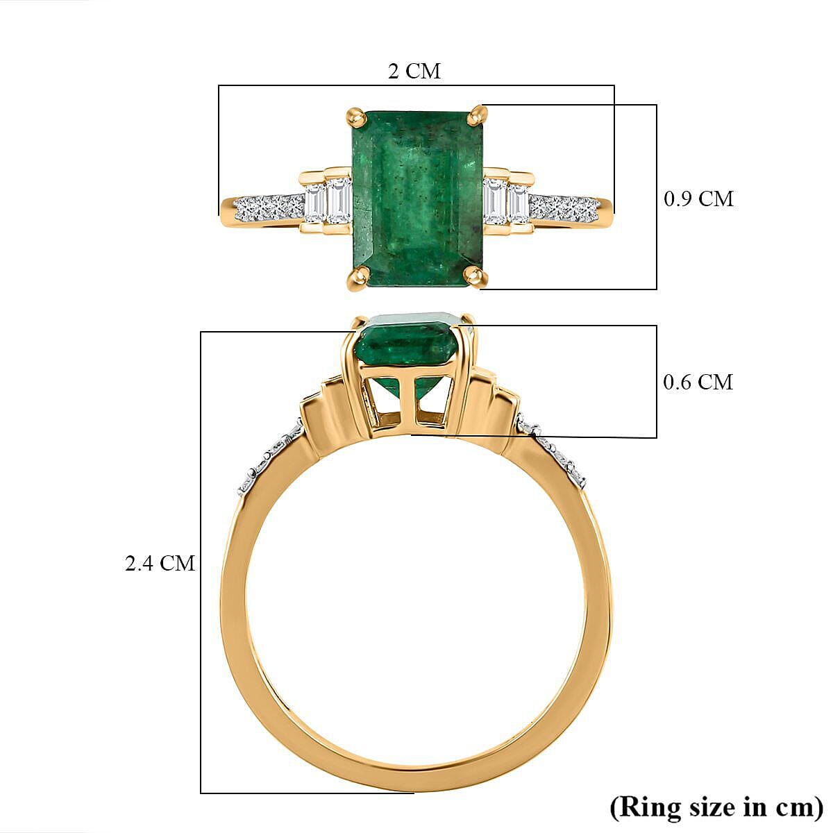 9K Yellow Gold Zambian Emerald and Diamond Ring 1.43 Ct. 7461300 5