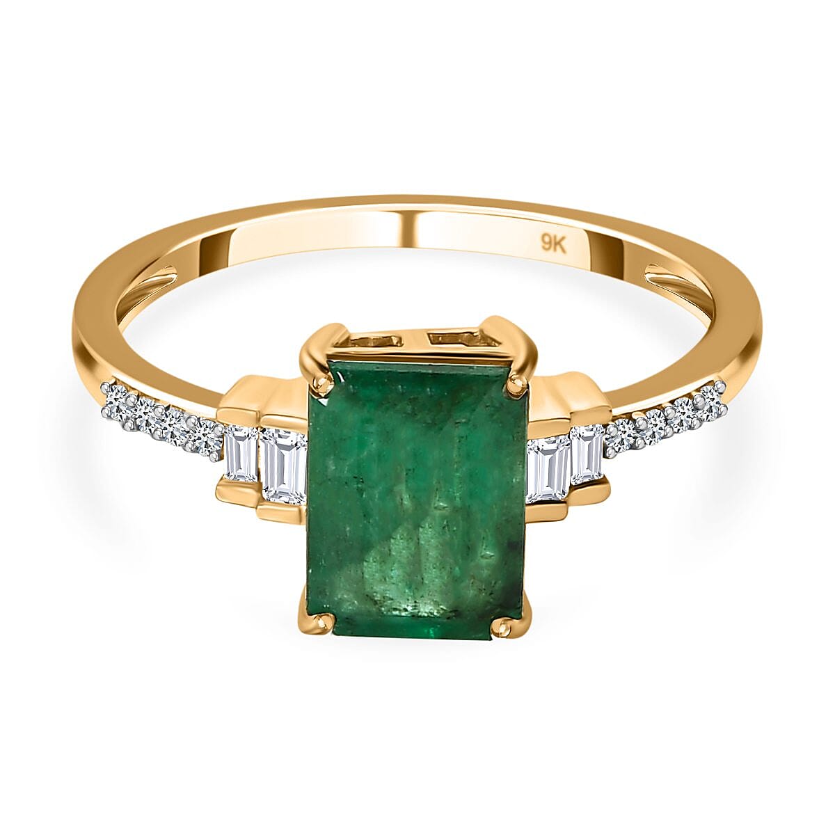 9K Yellow Gold Zambian Emerald and Diamond Ring 1.43 Ct. 7461300 6