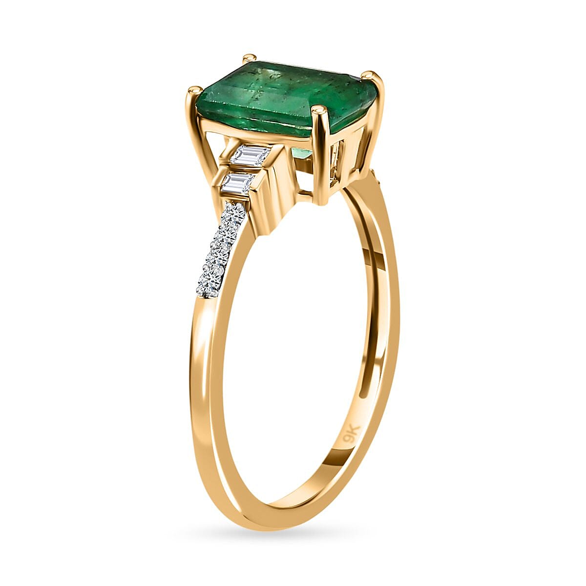 9K Yellow Gold Zambian Emerald and Diamond Ring 1.43 Ct. 7461300 9