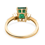 9K Yellow Gold Zambian Emerald and Diamond Ring 1.43 Ct.