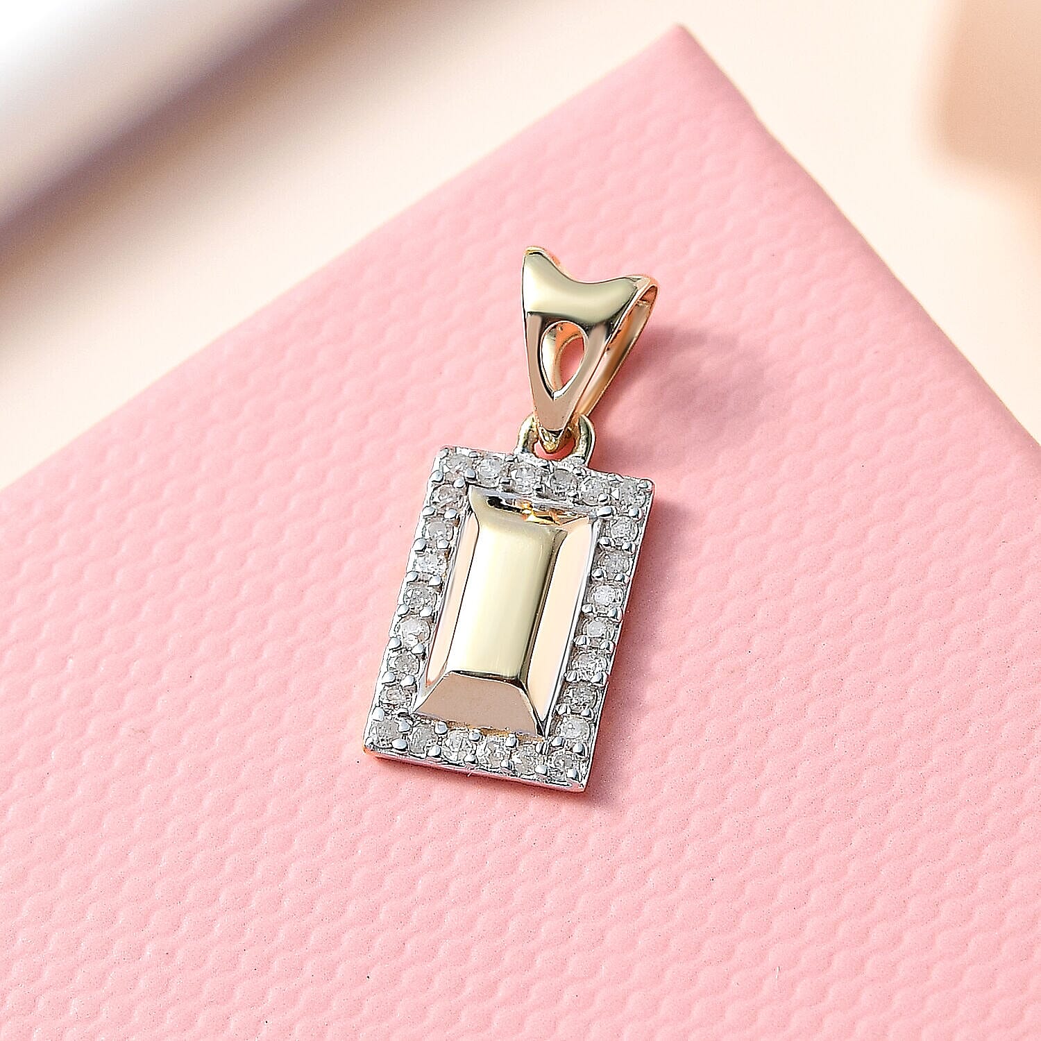 9K Yellow Gold and Diamond (G-H) Ingot Bar Pendant 7379274 2