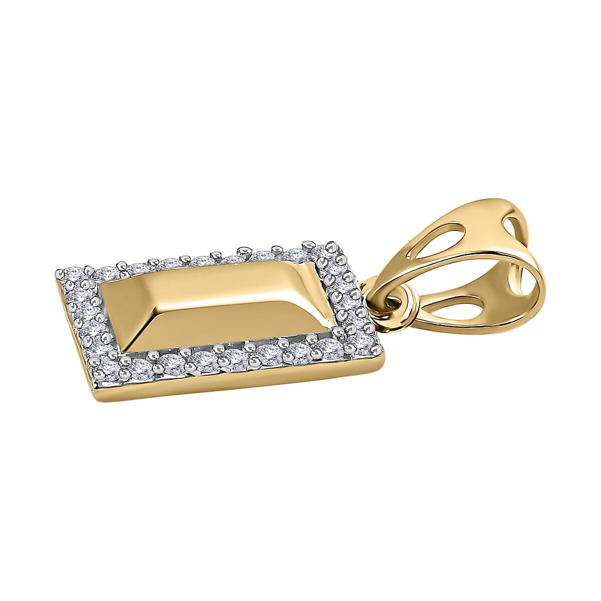 9K Yellow Gold and Diamond (G-H) Ingot Bar Pendant 7379274 3