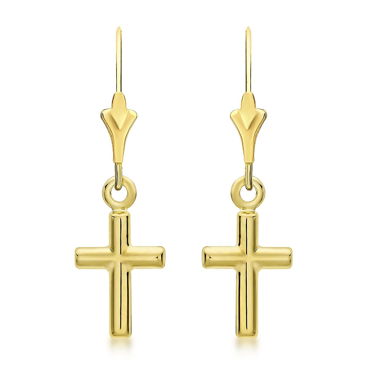 9K Yellow Gold 8 mm x 21mm Cross Drop Earrings 7159973 0
