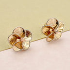 9K Yellow Gold Floral Stud Earrings (with Push Back)