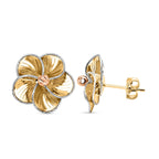 9K Yellow Gold Floral Stud Earrings (with Push Back)