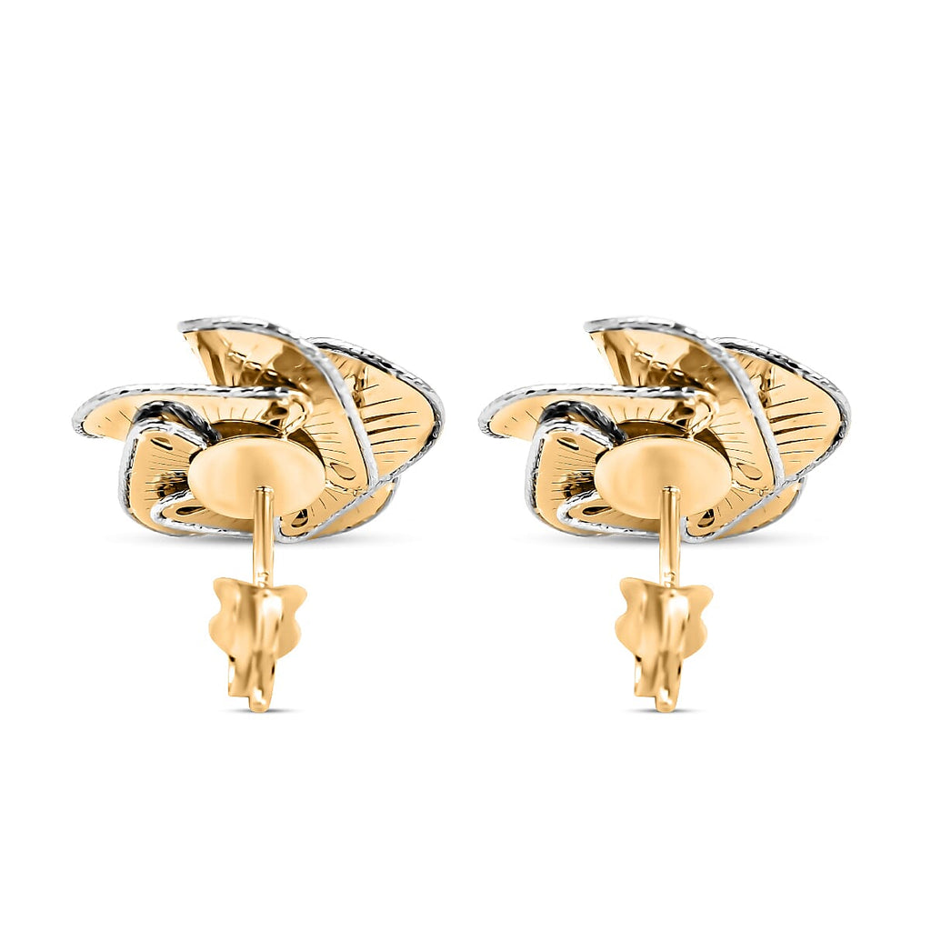 9K Yellow Gold Floral Stud Earrings (with Push Back)