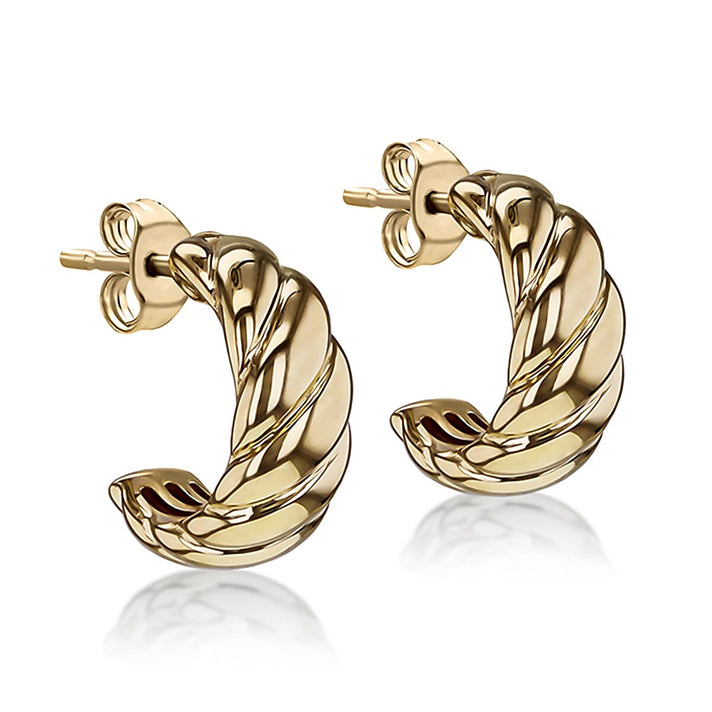 9K Yellow Twist Half Hoop Earring 7159889 1