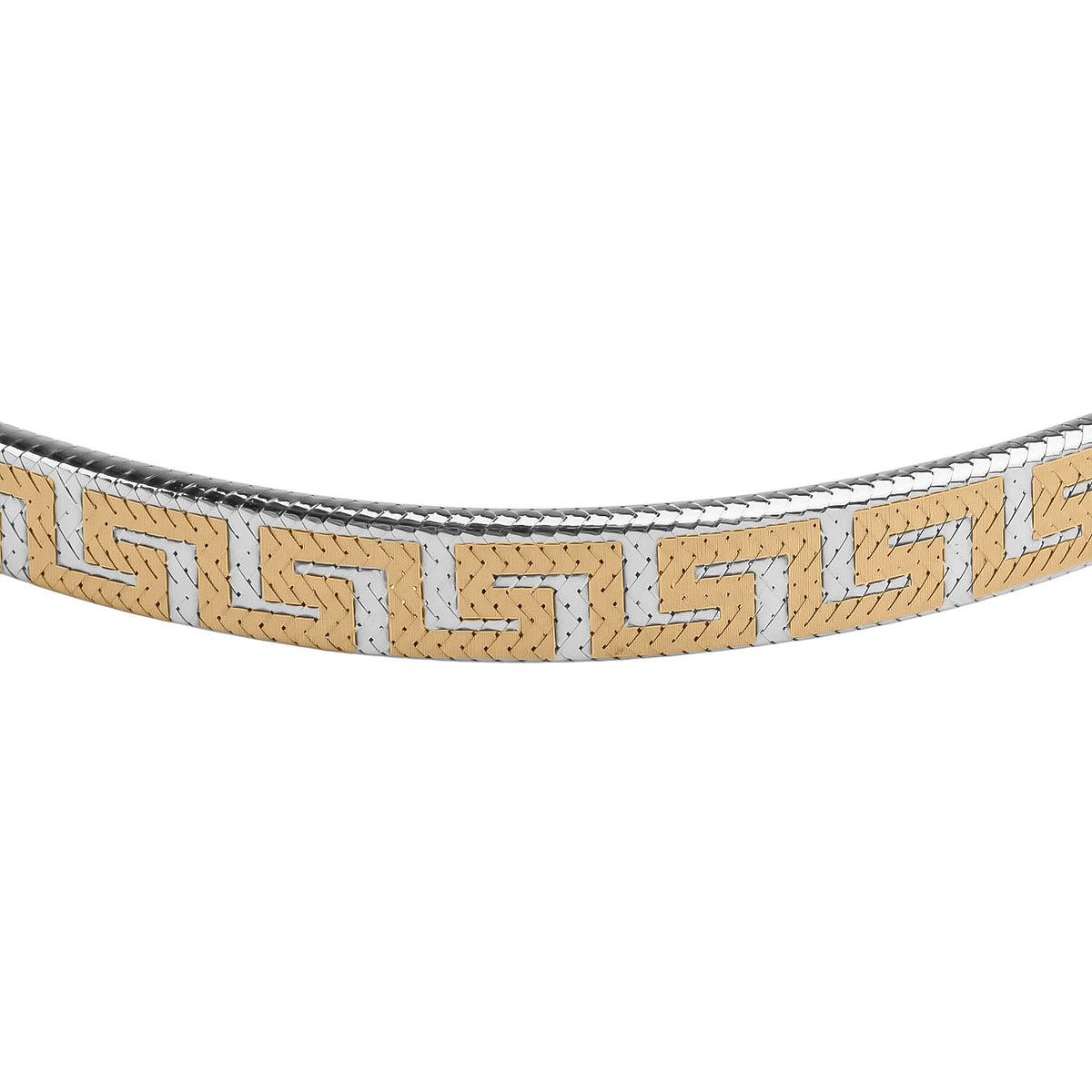 9K Yellow &amp; White Gold 5.7MM Greek Key Mesh Stretchable Bracelet 7.5 Inch 8416242 4