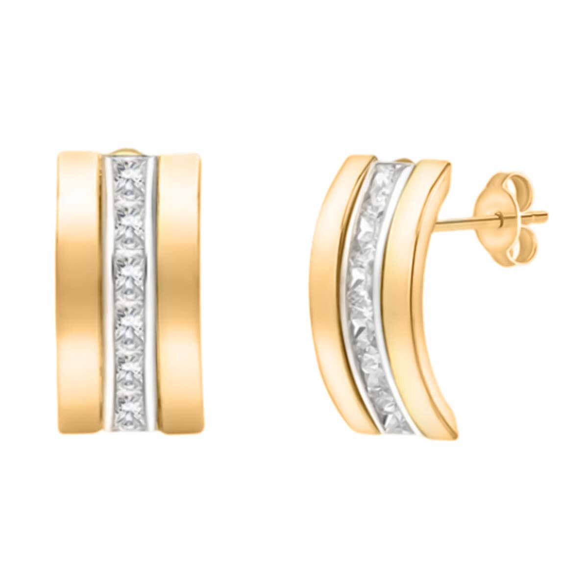 9K Yellow &amp; White Gold Band Earring with Push Back 8055236 0
