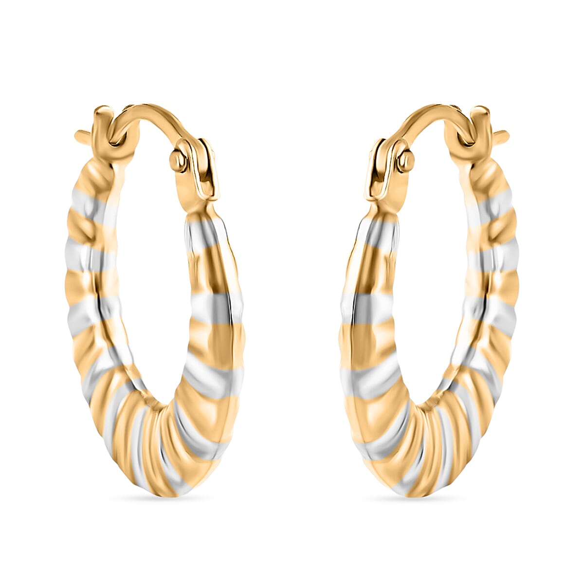 9K Yellow &amp; White Gold Creole Earring With Clasp 8024958 0