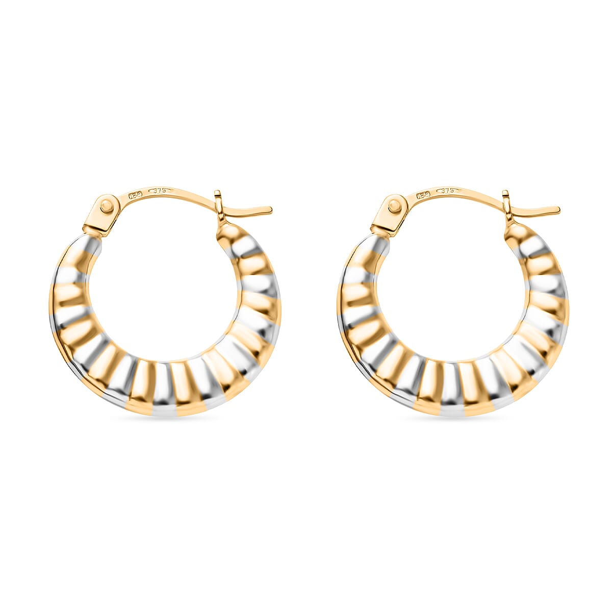 9K Yellow &amp; White Gold Creole Earring With Clasp 8024958 2
