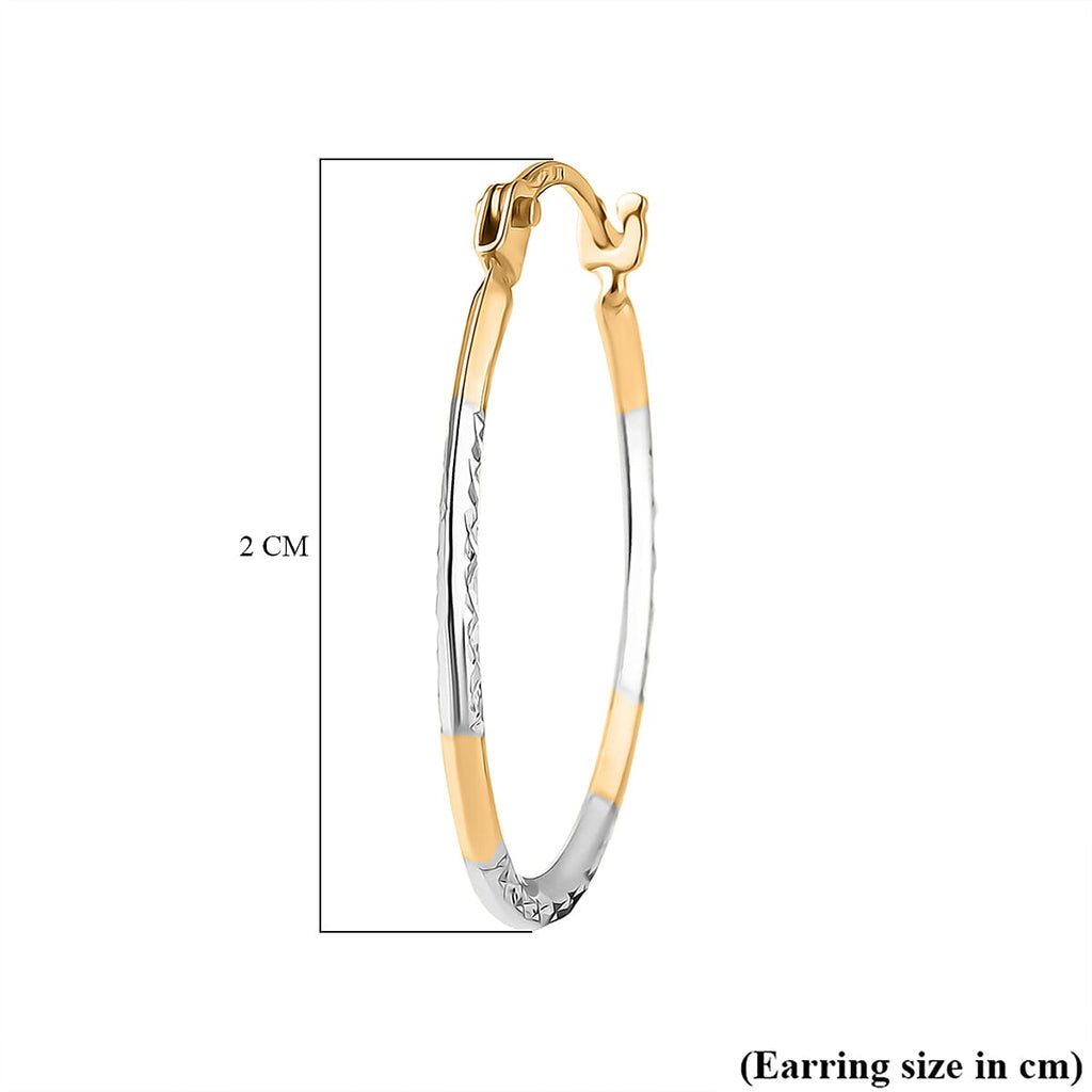 9K Yellow & White Gold Diamond Cut Earring With Clasp
