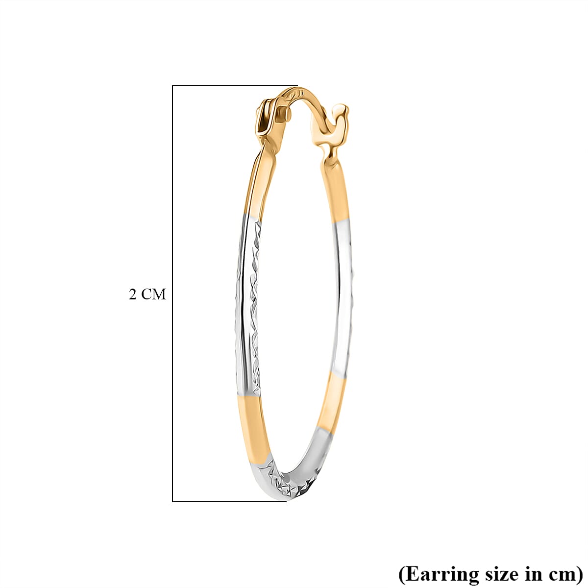 9K Yellow &amp; White Gold Diamond Cut Earring With Clasp 8024962 5