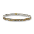 Maestro Collection - 9K Yellow & White Gold Greek Key Mesh Stretchable Bracelet (Size - 7.50)