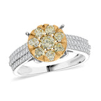 9K Yellow & White Gold SGL Certified Natural Yellow Diamond & White Diamond Ring 1.00 Ct.