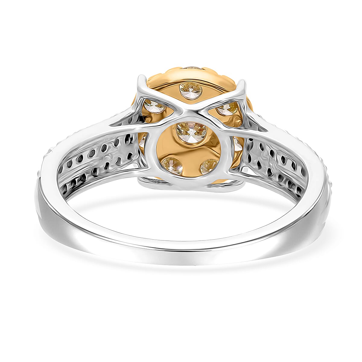 Natural Yellow Diamond and White Diamond Floral Ring in 9K Yellow and White Gold 7987931 4
