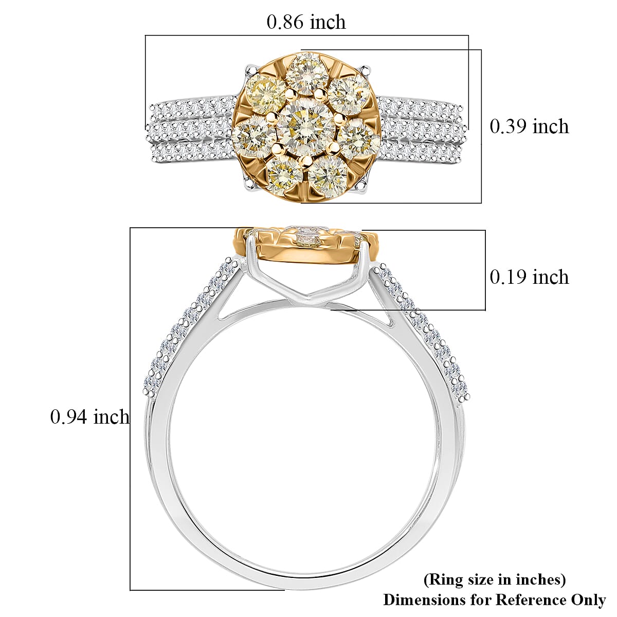 Natural Yellow Diamond and White Diamond Floral Ring in 9K Yellow and White Gold 7987931 5