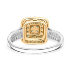 SGL Certified - Natural Yellow Diamond & White Diamond Cluster Ring in 9K Yellow & White Gold 1.00 Ct.