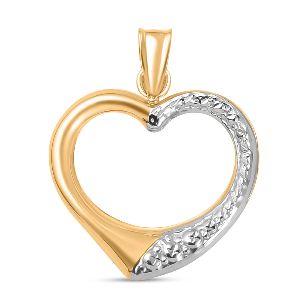 9K Yellow & White Gold Open Heart Pendant