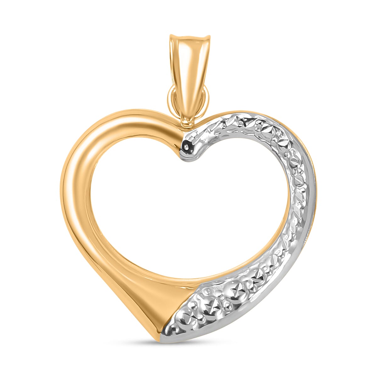 9K Yellow &amp; White Gold Open Heart Pendant 7694138 0