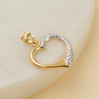 9K Yellow & White Gold Open Heart Pendant