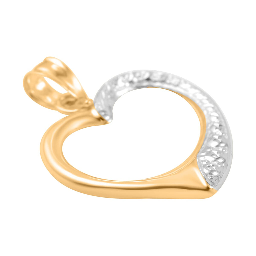9K Yellow & White Gold Open Heart Pendant