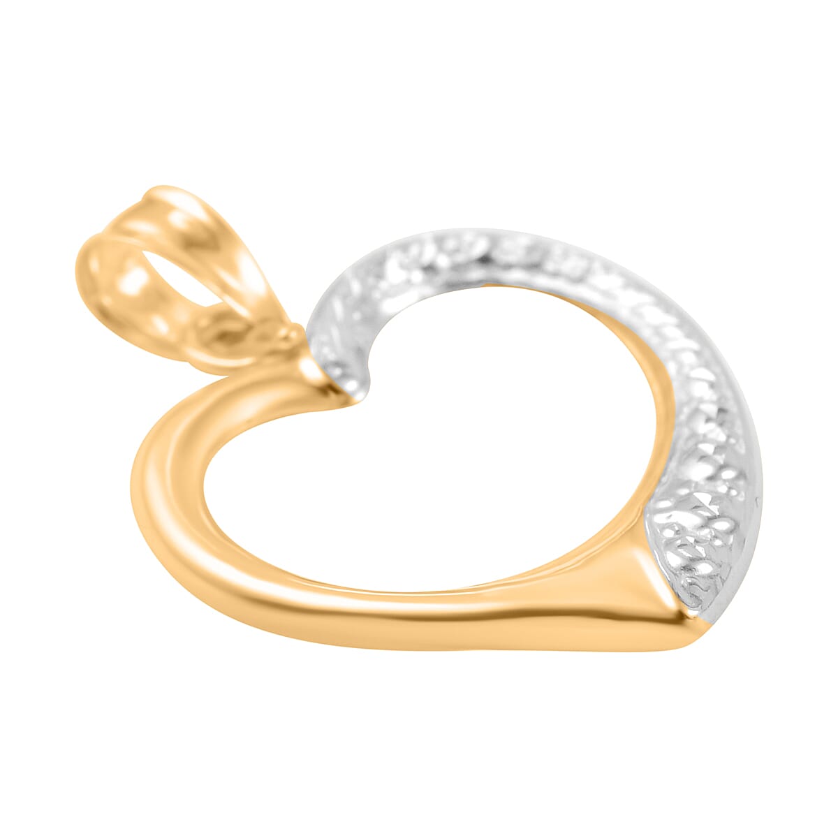 9K Yellow &amp; White Gold Open Heart Pendant 7694138 3